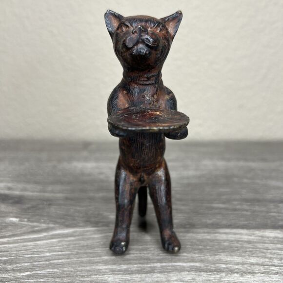Vintage Diego Giacometti Style Cat Butler Bronze Metal Figurine 5 In. MCM - Picture 2 of 8